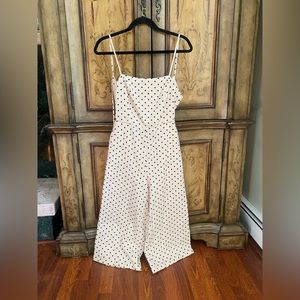 Polka dot capri pants romper with open back